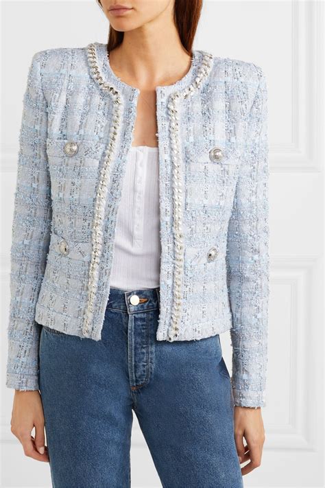 blue chanel style jacket|chanel style jackets for sale.